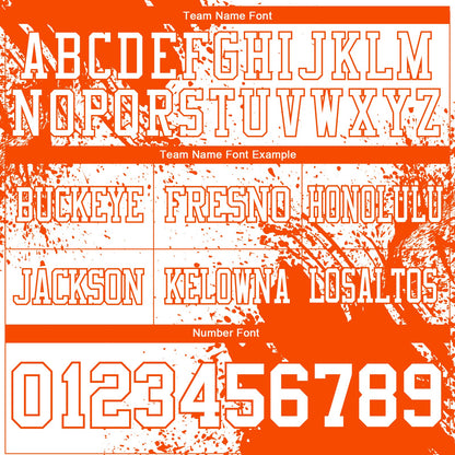 Custom White Orange 3D Pattern Abstract Brush Stroke Authentic Football Jersey