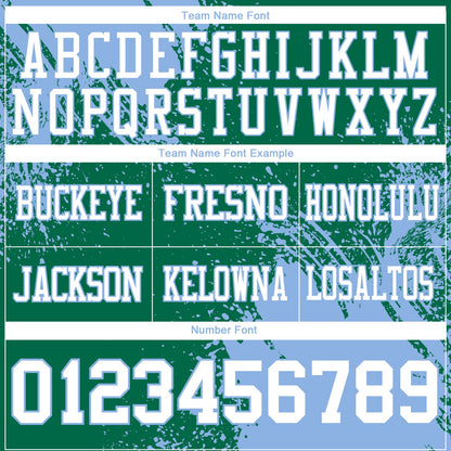 Custom Kelly Green White-Light Blue 3D Pattern Abstract Brush Stroke Authentic Football Jersey