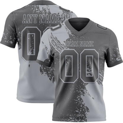 Custom Steel Gray Gray 3D Pattern Abstract Brush Stroke Authentic Football Jersey