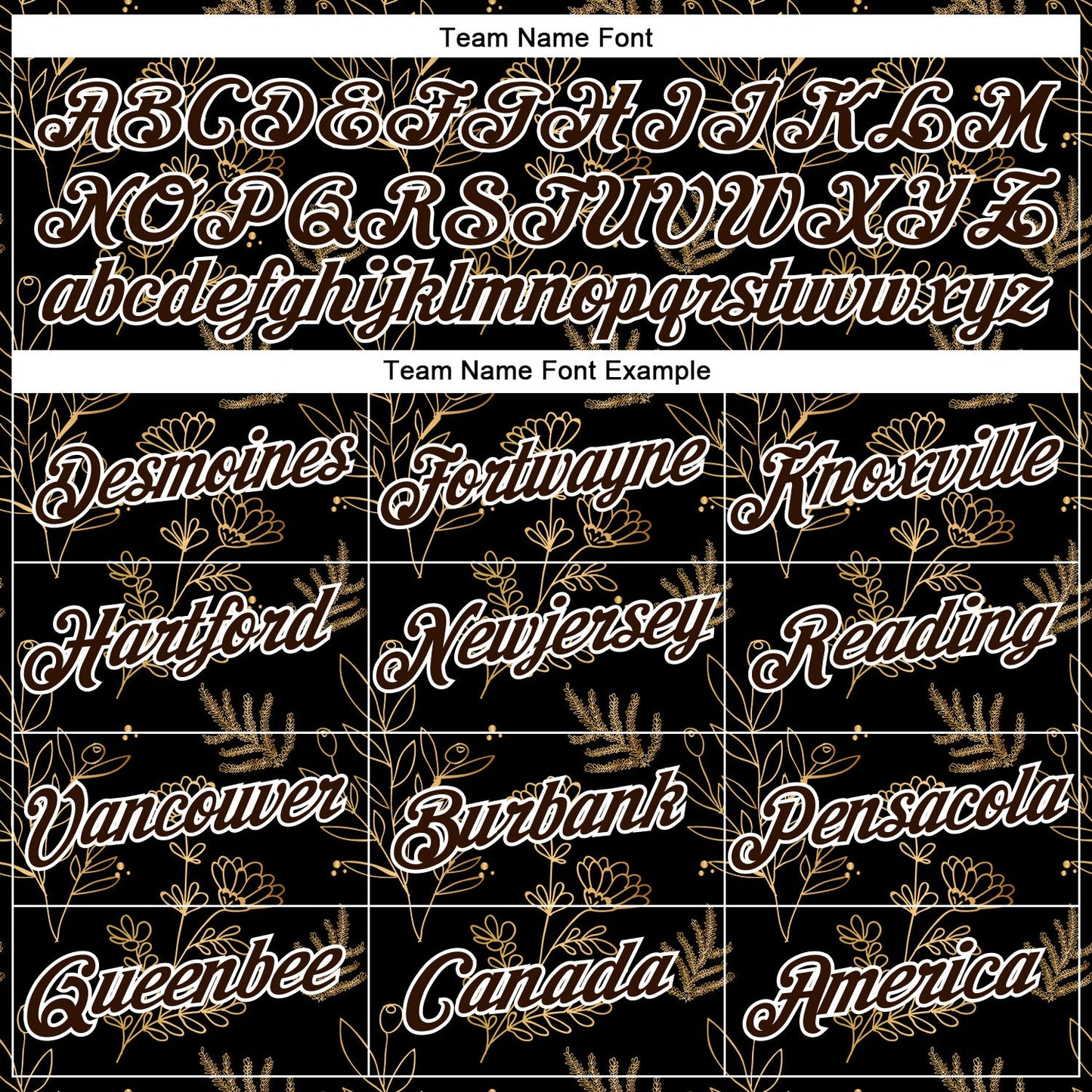 Custom Stitched Black Brown-White 3D Pattern Design Golden Subtle Floral Sports Pullover Sweatshirt Hoodie