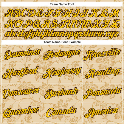 Custom Stitched City Cream Yellow-Brown 3D Pattern Design Golden Subtle Floral Sports Pullover Sweatshirt Hoodie