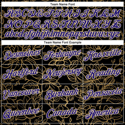 Custom Stitched Black Dark Purple-Cream 3D Pattern Design Golden Subtle Floral Sports Pullover Sweatshirt Hoodie