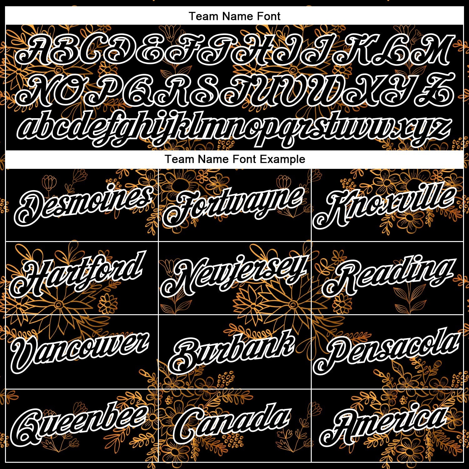 Custom Stitched Black White 3D Pattern Design Golden Subtle Floral Sports Pullover Sweatshirt Hoodie