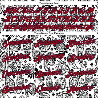 Custom Stitched White Red-Navy 3D Pattern Design Ethnic Paisley Floral Bandana Sports Pullover Sweatshirt Hoodie