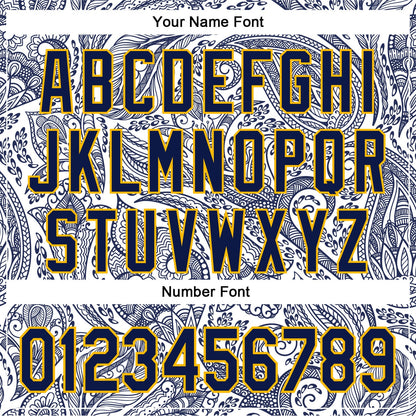 Custom Stitched White Navy-Gold 3D Pattern Design Ethnic Paisley Floral Bandana Sports Pullover Sweatshirt Hoodie
