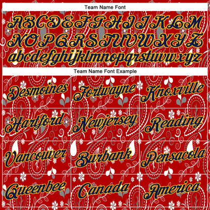 Custom Stitched Red Navy-Gold 3D Pattern Design Ethnic Paisley Floral Bandana Sports Pullover Sweatshirt Hoodie