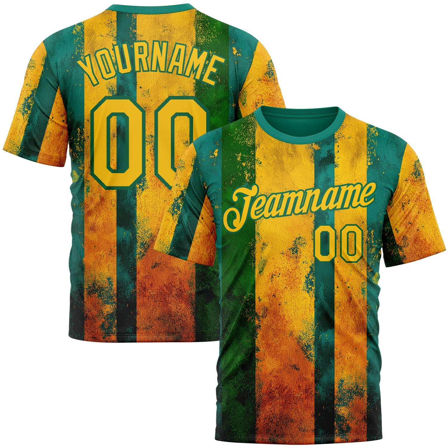 Custom Green Yellow-Kelly Green 3D Pattern Design Brazil Stripe Sportswear Performance T-Shirt