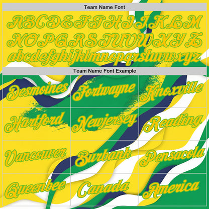 Custom Stitched Yellow Green-Aurora Green 3D Pattern Design Brazil Inspired Abstract Wave Sportswear Pullover Sweatshirt Hoodie