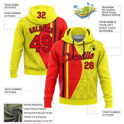 Custom Stitched Yellow Fire Red-Black 3D Pattern Design Germany Inspired Geometric Shape Sportswear Pullover Sweatshirt Hoodie