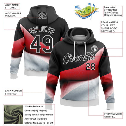 Custom Stitched Black Red-White 3D Pattern Design Germany Inspired Geometric Shape Sportswear Pullover Sweatshirt Hoodie