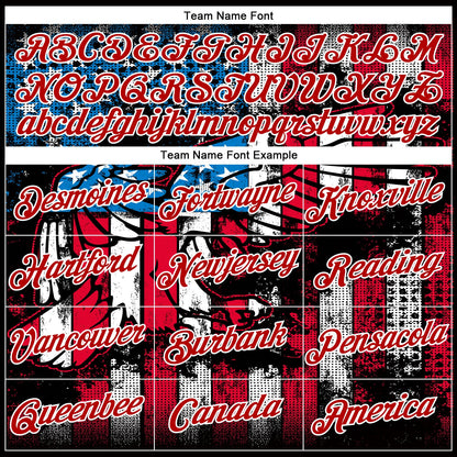 Custom Stitched Black Royal Red-White 3D American Flag Retro Distressed Eagle Grunge Sports Pullover Sweatshirt Hoodie
