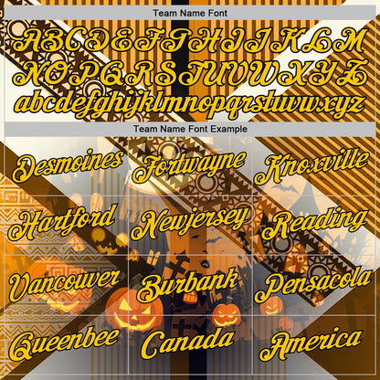 Custom Yellow Black 3D Halloween Pumpkin Spooky Stripe Sports Pullover Sweatshirt Hoodie
