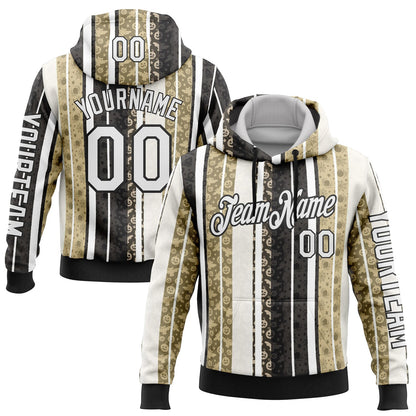 Custom White Black-Cream 3D Halloween Pumpkin Spooky Stripe Sports Pullover Sweatshirt Hoodie