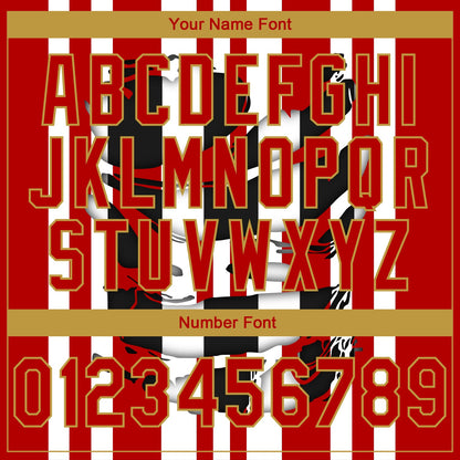 Custom Stitched Red White Black-Old Gold 3D Pattern Design Stripe Sports Pullover Sweatshirt Hoodie