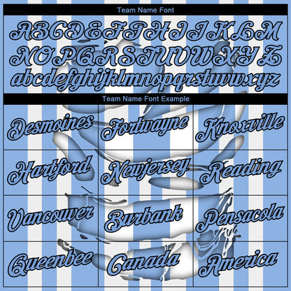 Custom Stitched Light Blue White-Black 3D Pattern Design Stripe Sports Pullover Sweatshirt Hoodie