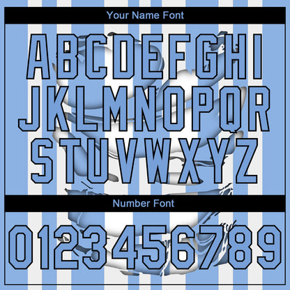 Custom Stitched Light Blue White-Black 3D Pattern Design Stripe Sports Pullover Sweatshirt Hoodie