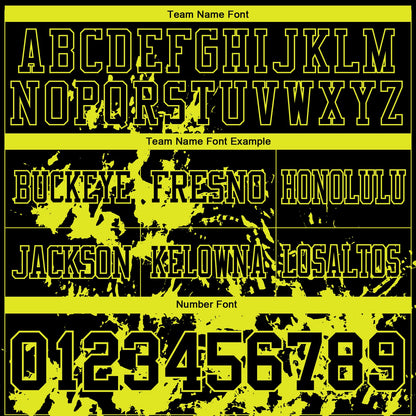 Custom Black Neon Yellow 3D Pattern Splash Authentic Football Jersey