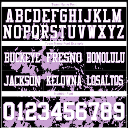 Custom Black White-Light Purple 3D Pattern Splash Authentic Football Jersey