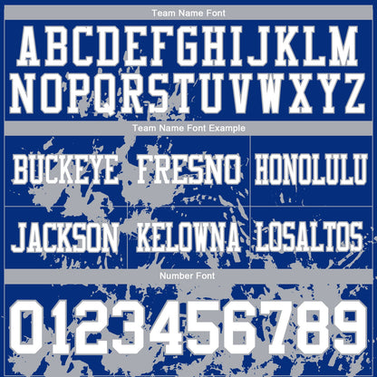 Custom Royal White-Gray 3D Pattern Splash Authentic Football Jersey