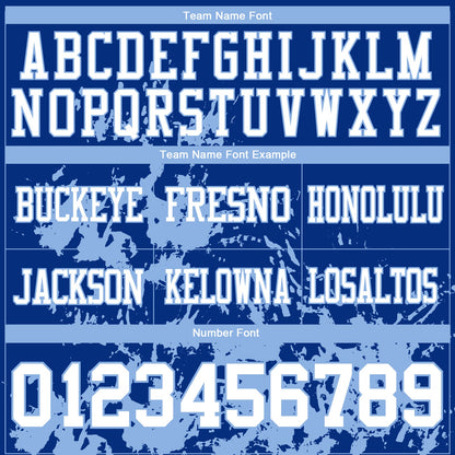 Custom Royal White-Light Blue 3D Pattern Splash Authentic Football Jersey