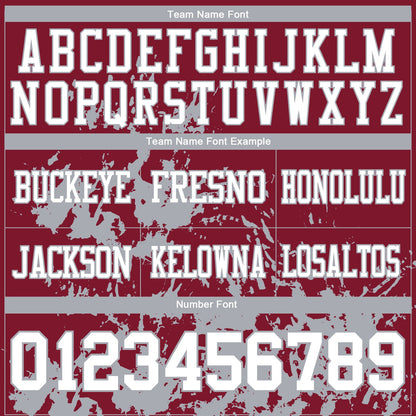 Custom Crimson White-Gray 3D Pattern Splash Authentic Football Jersey