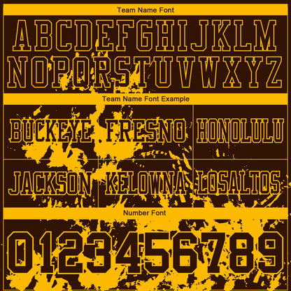 Custom Brown Gold 3D Pattern Splash Authentic Football Jersey