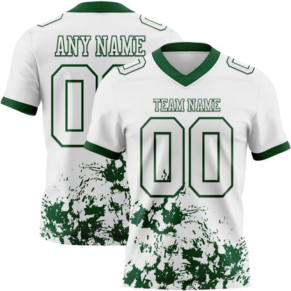 Custom White Green 3D Pattern Splash Authentic Football Jersey