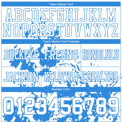 Custom White Powder Blue 3D Pattern Splash Authentic Football Jersey