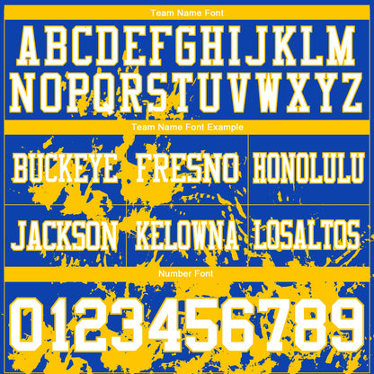 Custom Thunder Blue White-Yellow 3D Pattern Splash Authentic Football Jersey