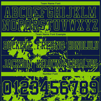 Custom Navy Neon Green 3D Pattern Splash Authentic Football Jersey