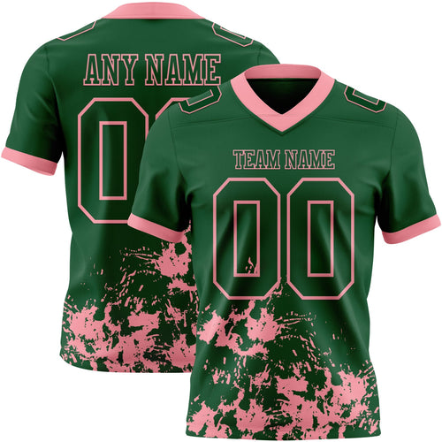 Custom Green Medium Pink 3D Pattern Splash Authentic Football Jersey