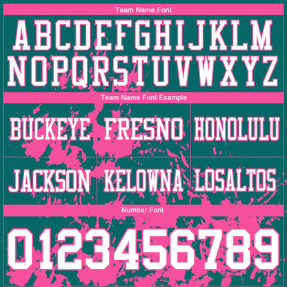 Custom Teal White-Pink 3D Pattern Splash Authentic Football Jersey