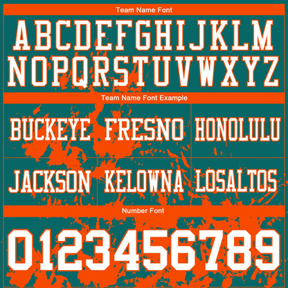 Custom Teal White-Orange 3D Pattern Splash Authentic Football Jersey