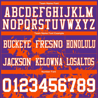 Custom Purple White-Orange 3D Pattern Splash Authentic Football Jersey