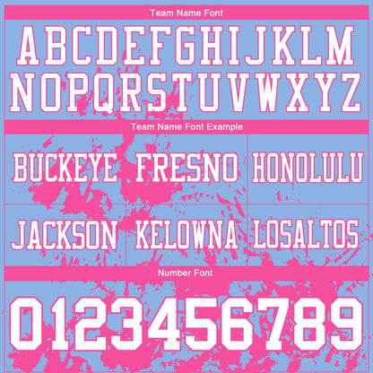 Custom Light Blue White-Pink 3D Pattern Splash Authentic Football Jersey