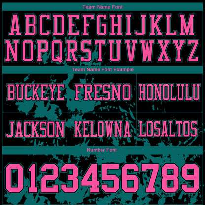 Custom Black Pink-Teal 3D Pattern Splash Authentic Football Jersey