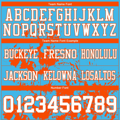 Custom Sky Blue White-Orange 3D Pattern Splash Authentic Football Jersey