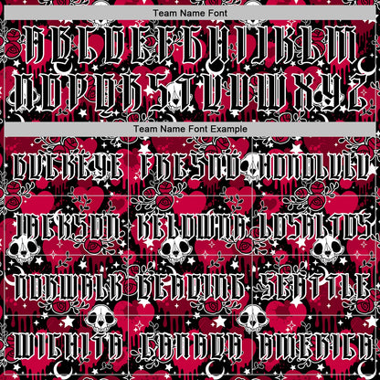 Custom Red Black-White 3D Skull Roses Gothic Splash Hearts Stars Sports Pullover Sweatshirt Hoodie
