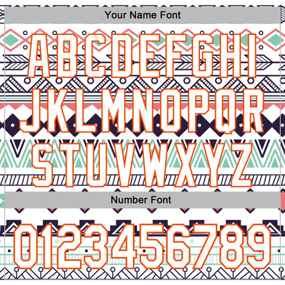 Custom Stitched White Orange 3D Pattern Design Tribal Ethnic Native American Sports Pullover Sweatshirt Hoodie