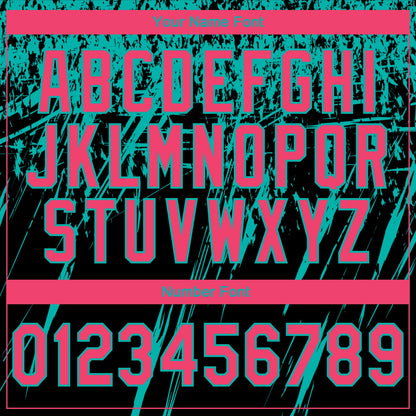 Custom Stitched Black Neon Pink-Aqua 3D Pattern Design Splash Grunge Art Sports Pullover Sweatshirt Hoodie