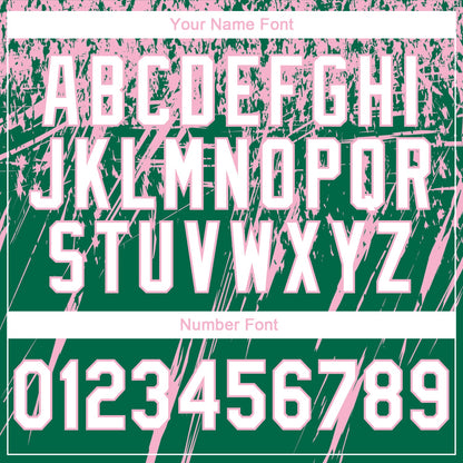 Custom Stitched Kelly Green White-Light Pink 3D Pattern Design Splash Grunge Art Sports Pullover Sweatshirt Hoodie