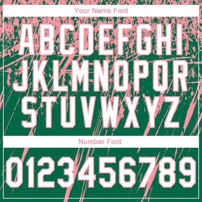 Custom Stitched Kelly Green White-Medium Pink 3D Pattern Design Splash Grunge Art Sports Pullover Sweatshirt Hoodie