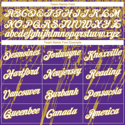 Custom Stitched Purple White-Old Gold 3D Pattern Design Splash Grunge Art Sports Pullover Sweatshirt Hoodie
