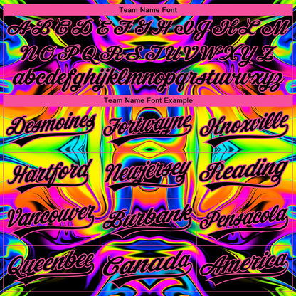Custom Stitched Black Pink 3D Pattern Design Abstract Iridescent Psychedelic Swirl Fluid Art Sports Pullover Sweatshirt Hoodie