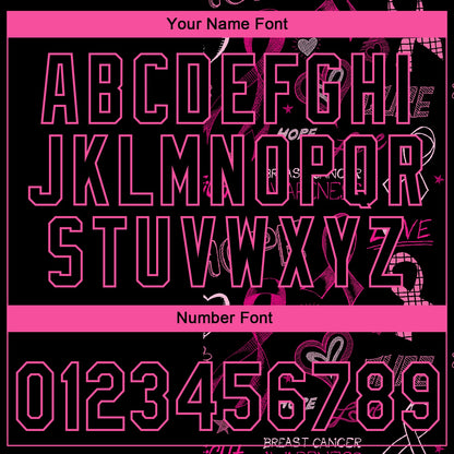 Custom Stitched Black Pink 3D Pattern Design Pink Ribbon Breast Cancer Awareness Month Women Health Care Support Sports Pullover Sweatshirt Hoodie