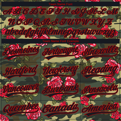 Custom Stitched Camo Black-Red 3D Rose Sports Pullover Sweatshirt Salute To Service Hoodie