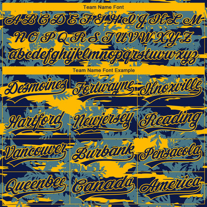 Custom Stitched Navy Gold 3D Pattern Design Thuja Branch Pullover Sweatshirt Hoodie