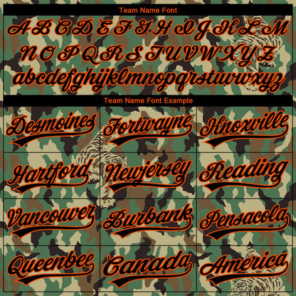 Custom Stitched Camo Black-Orange 3D Animal Tiger Sports Pullover Sweatshirt Salute To Service Hoodie