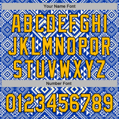 Custom Stitched White Gold Blue-Black 3D Mexico Aztec Pattern Sports Pullover Sweatshirt Hoodie