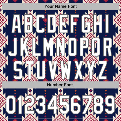 Custom Stitched Navy White Cream Red-Steel Gray 3D Mexico Aztec Pattern Sports Pullover Sweatshirt Hoodie
